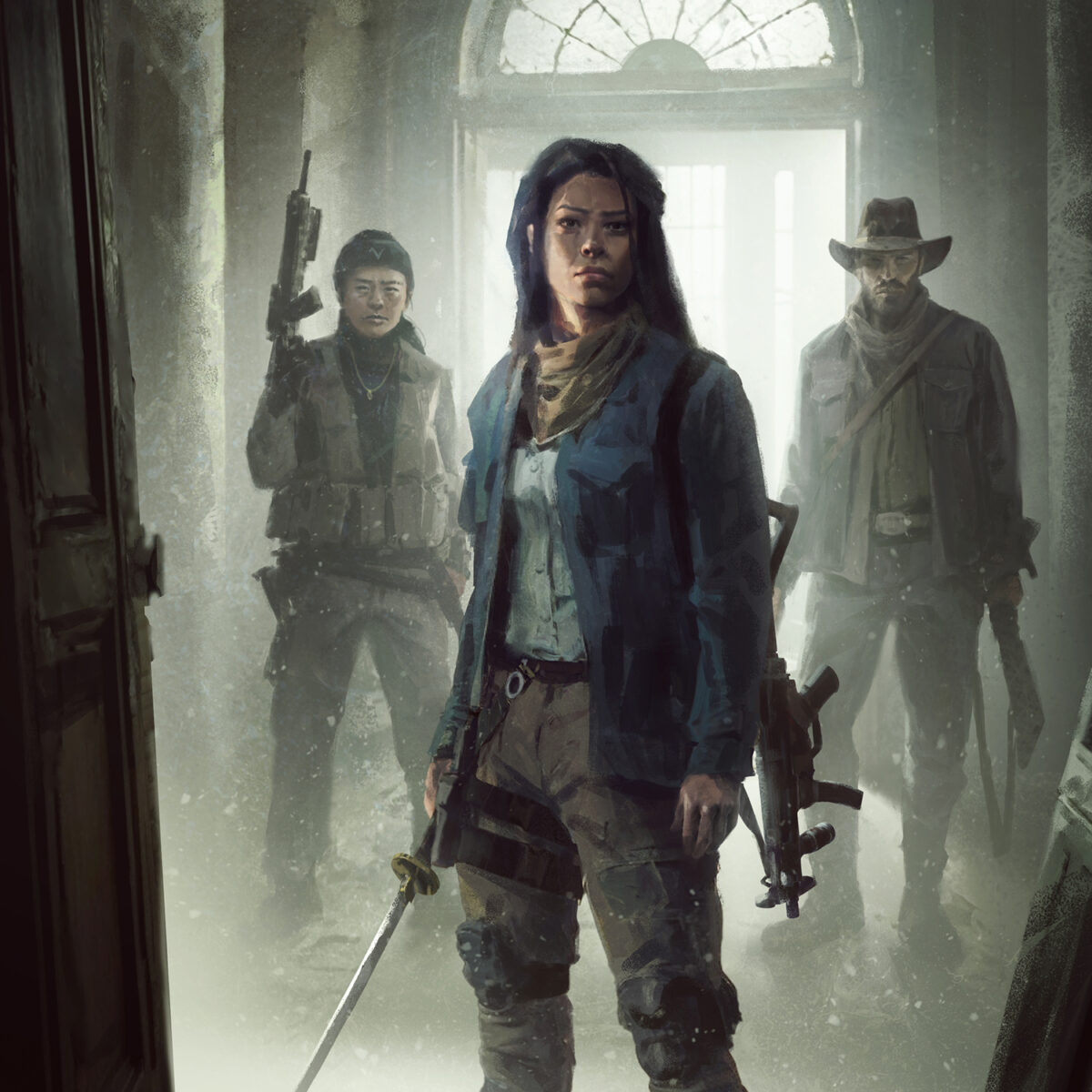 illustration of three characters from the game